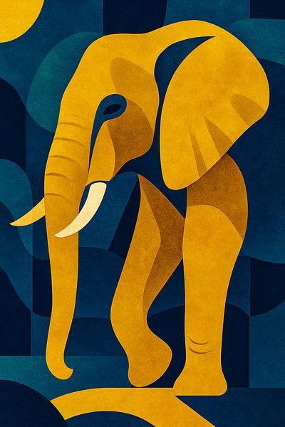 Gouden Olifant met blauwe tinten van Ainoeska