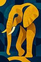 Gouden Olifant met blauwe tinten van Ainoeska thumbnail