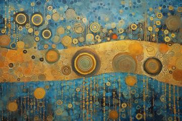 Cirkelvormen in Blauw en Goud van Whale & Sons