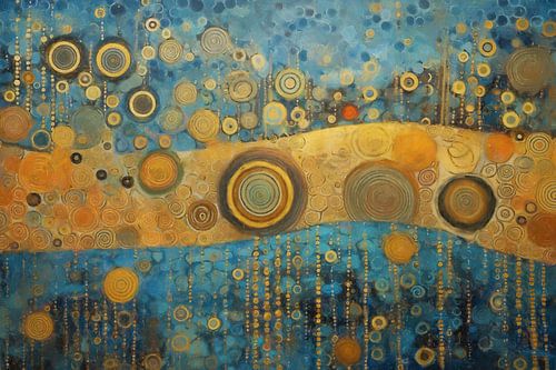 Formes circulaires en bleu et or