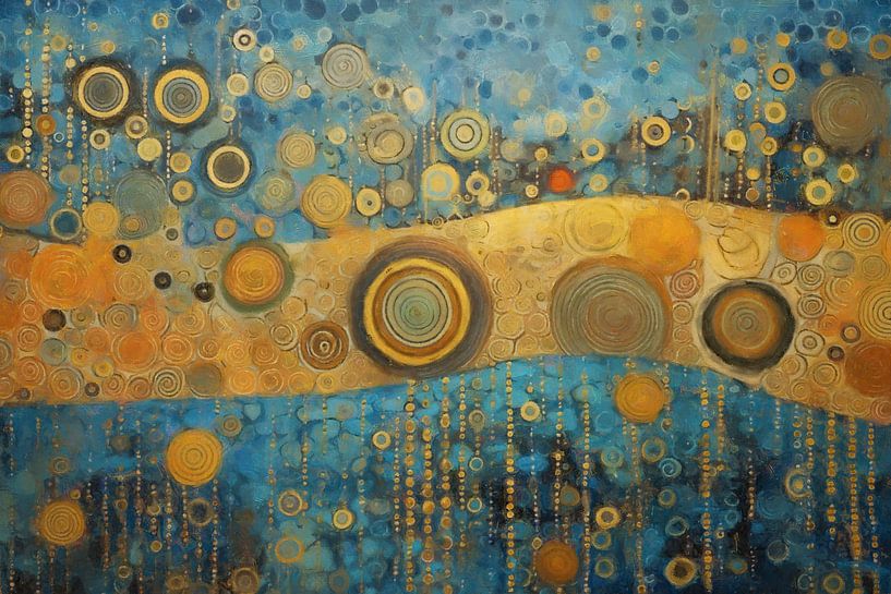 Kreisformen in Blau und Gold von Whale & Sons