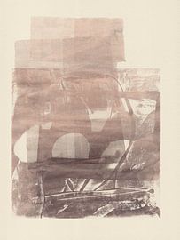 Abstract organic and geometric shapes in white and taupe. by Dina Dankers