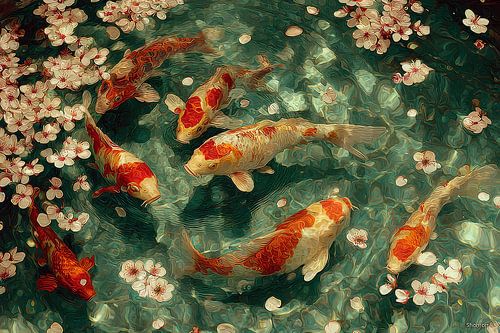 oosterse kunst japanse koi karpers