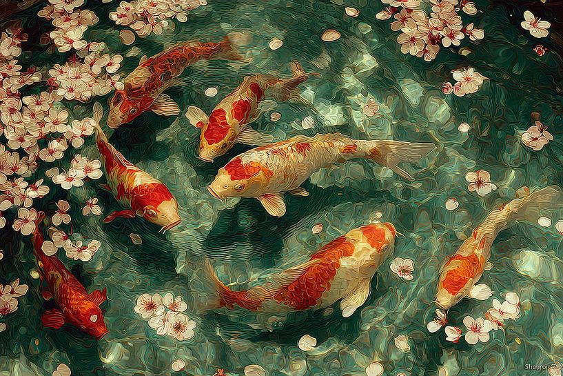 oriental art japanese koi carp by Egon Zitter