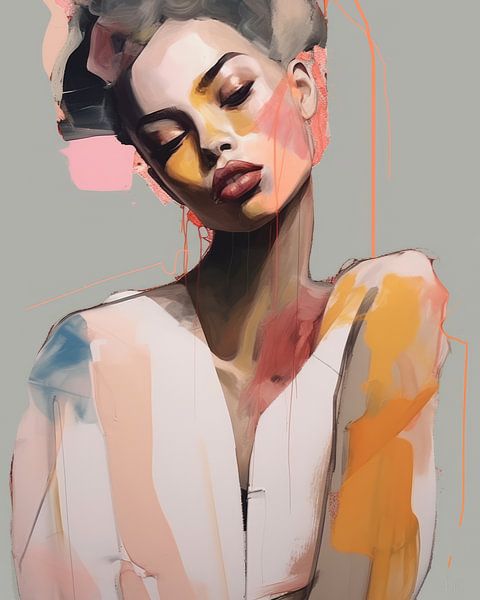 Modern and abstract illustrated portrait by Carla Van Iersel