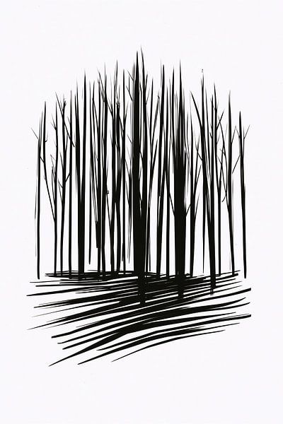 Minimalist Black and White Tree Line Art by Art & Soul Creations