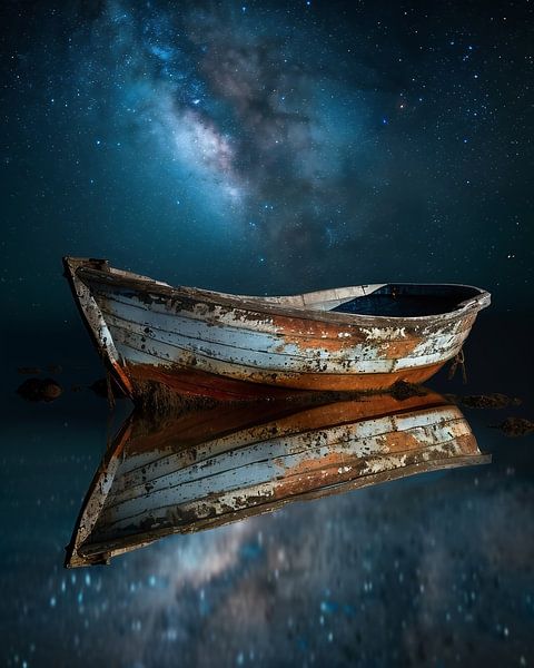 Bootsfahrt unter Sternen von fernlichtsicht