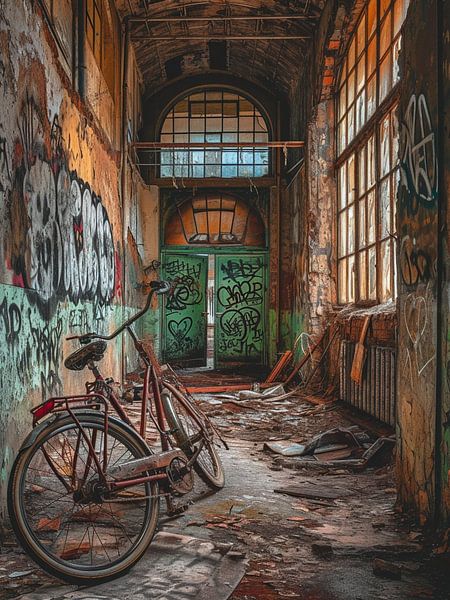 Lost place corridor bike manor house derelict rubble by gm_designs
