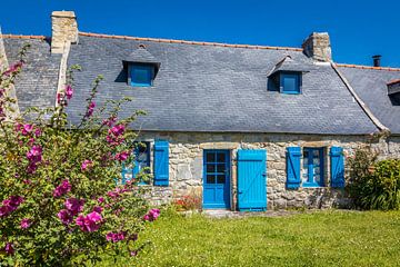 Traditional Breton house in the hamlet of Rostudel, Brittany