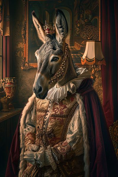 Königlicher Esel - Barock-Tierportrait von Poster Art Shop