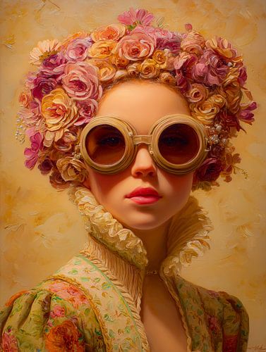 Verträumtes Porträt mit Blumen und Sonnenbrille von But First Framing