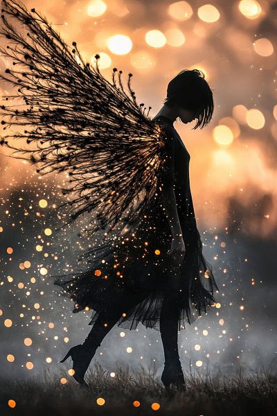 Twilight Silhouette of the Winged Dreamer by Matthias Hauser