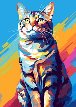 Cat Animal WPAP Pop Art Color Style by Qreative