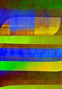 Abstracte Geometrische Retro Vormen Blauw Goud van FRESH Fine Art thumbnail