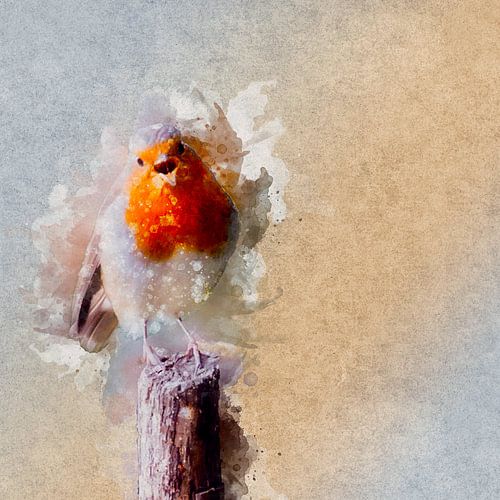 Every robin sings as it is beckoned (art, watercolor)