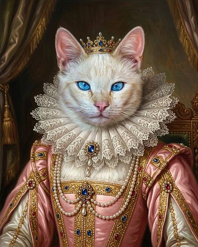 Majestätische Katze, anthropomorphes Katzenporträt von Angelique van den Berg