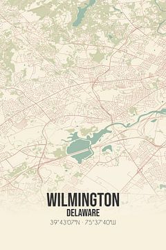 Alte Karte von Wilmington (Delaware), USA. von Rezona