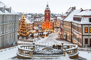 Gotha's marktplein in de winter