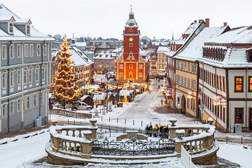 Gotha's marktplein in de winter van Roland Brack