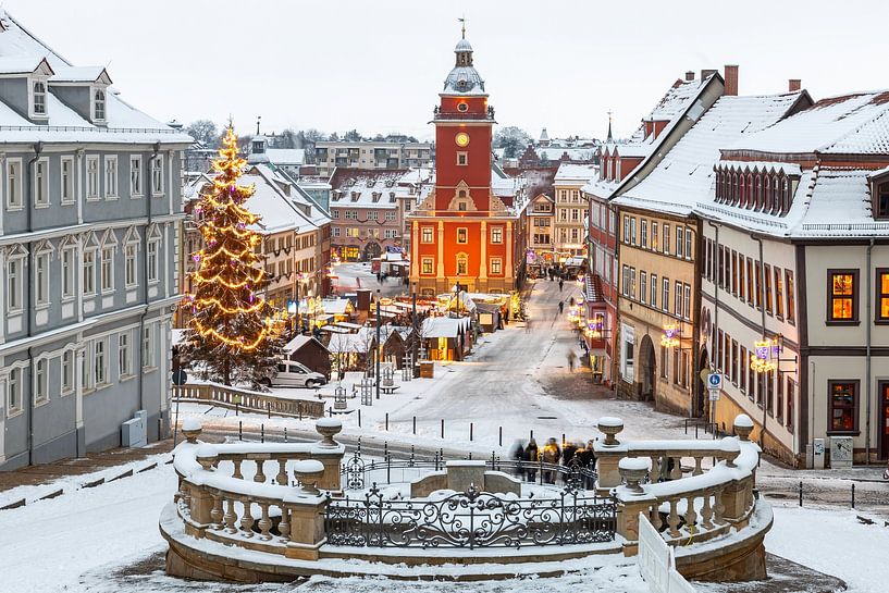 Gotha's main market square in winter by Roland Brack