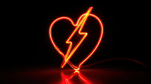 Lightning bolt, neon red-orange