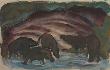 Wilde zwijnen in het water (1910 - 1911) van Franz Marc van Peter Balan