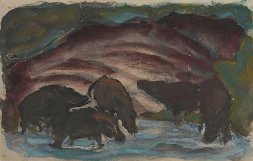 Wildschweine im Wasser (1910 - 1911) von Franz Marc
