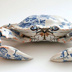 Crab in delft blue by Bert Nijholt