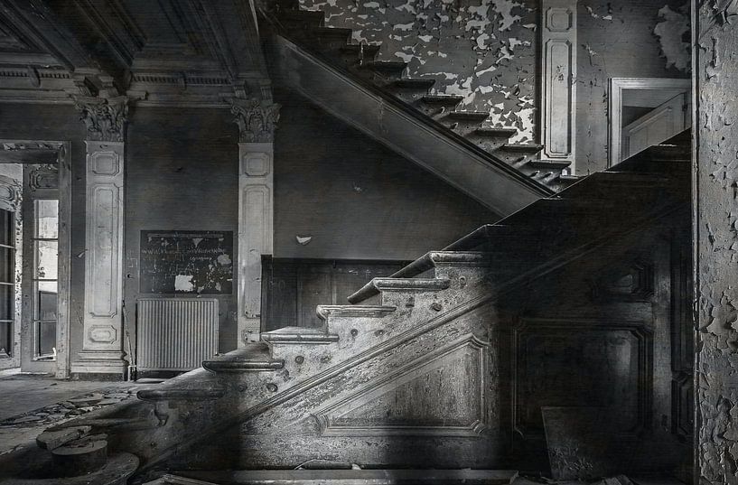 Old castle stairs s/w by Olivier Photography