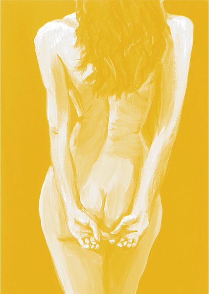 Femme nue fesses dos heureux jaune par Krista Kitsz Art