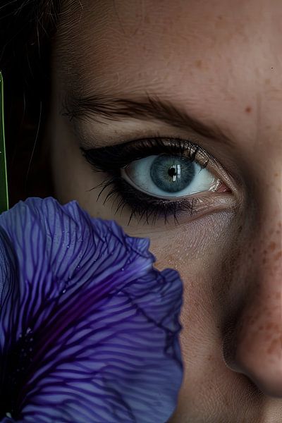 Fantasie Porträt Frau mit Blumen von Egon Zitter