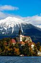 Het Meer van Bled met sneeuw op de bergen in de herfst van iPics Photography thumbnail