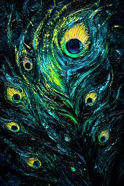 Abstract peacock feather with colours by Art & Soul Creations