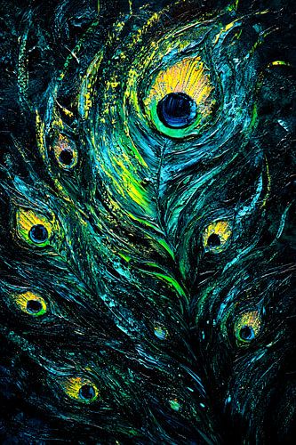 Abstracte pauwenveer met kleuren