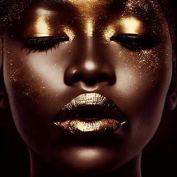 Portret een vrouw met gouden make-up. Deel 2 van Maarten Knops