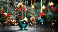 Kerstboomdecoratie op de kerstboom, achtergrond