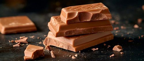 Morceaux de chocolat sur fond sombre