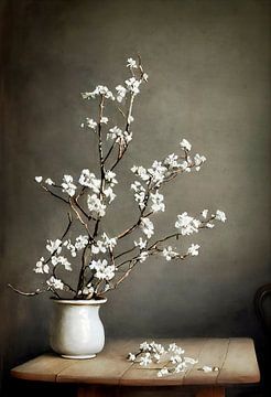 Still Life White Blossoms by treechild .