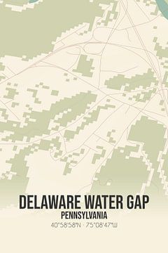 Vintage landkaart van Delaware Water Gap (Pennsylvania), USA. van Rezona
