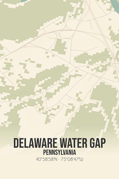 Alte Karte von Delaware Water Gap (Pennsylvania), USA. von Ortsdrucke