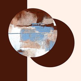 Abstrakte Farbfelder / braun hellblau Kreise von Kerstin Franz