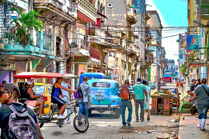 Crowds on the streets of Havana, Cuba by FotoFineArt