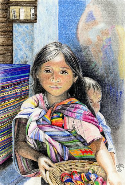 Mexikanisches Mädchen auf dem Markt in Chiapas von Colette van der Wal