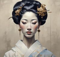 Een minimalisme portret van een geisha vrouw traditioneel.