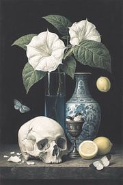 Vanitas Skull Still Life by PixelMint.