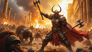 Dark Fantasy Art Wandbild: RAGNAVOR - Ein Wikinger in einer epischen Schlacht