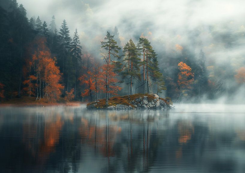Arbres d'automne, images d'eau par fernlichtsicht