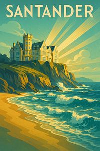 Santander Art Deco Poster - Vintage Spanien Küste Wandkunst