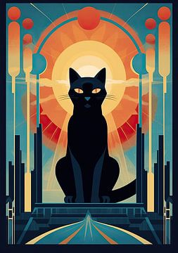 Art Deco Kat Poster van Niklas Maximilian