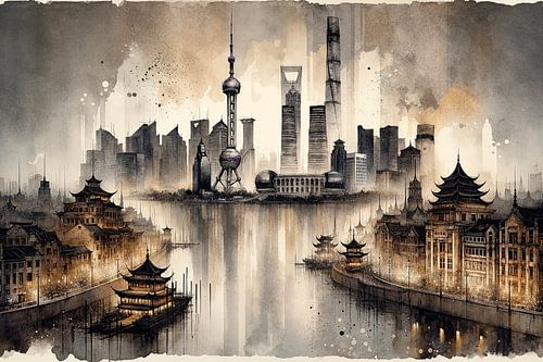 Shanghai in de mist: traditie ontmoet moderniteit